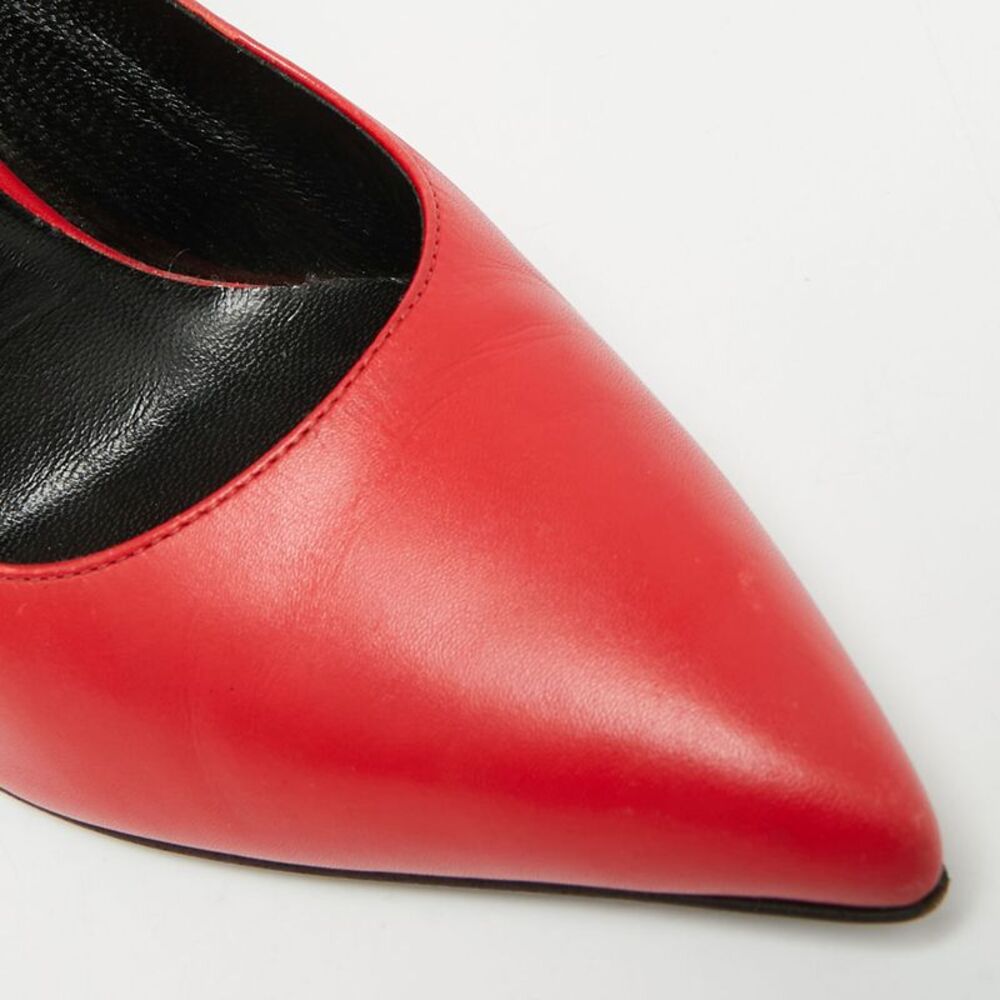 Saint Laurent Size 37.5 Red Leather Pointed Teo Pumps - Picture 5 of 7